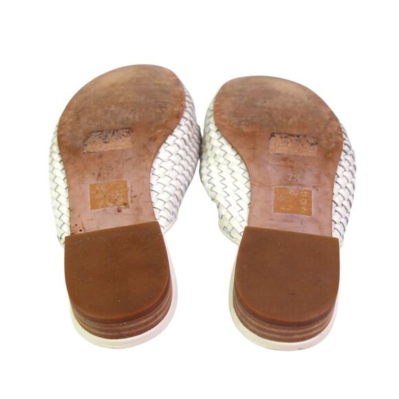 Madewell WOVEN WHITE REAL LEATHER LOW HEEL ROUND TOE SANDALS MULES SHOES Sz 7.5 - Picture 9 of 10